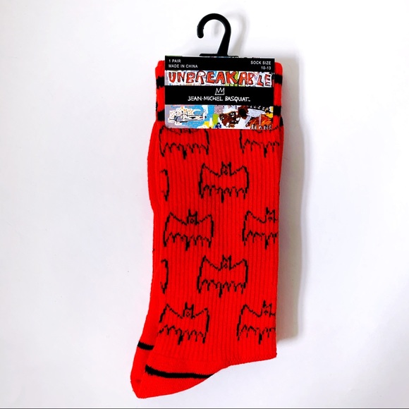 Other - Basquiat Bat Artwork Art Crew Socks Red Black